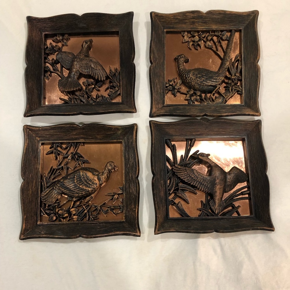 COPY - 4 Vintage CopperCraft Guild Wild Game 3D Resin Framed Copper Backed pict…